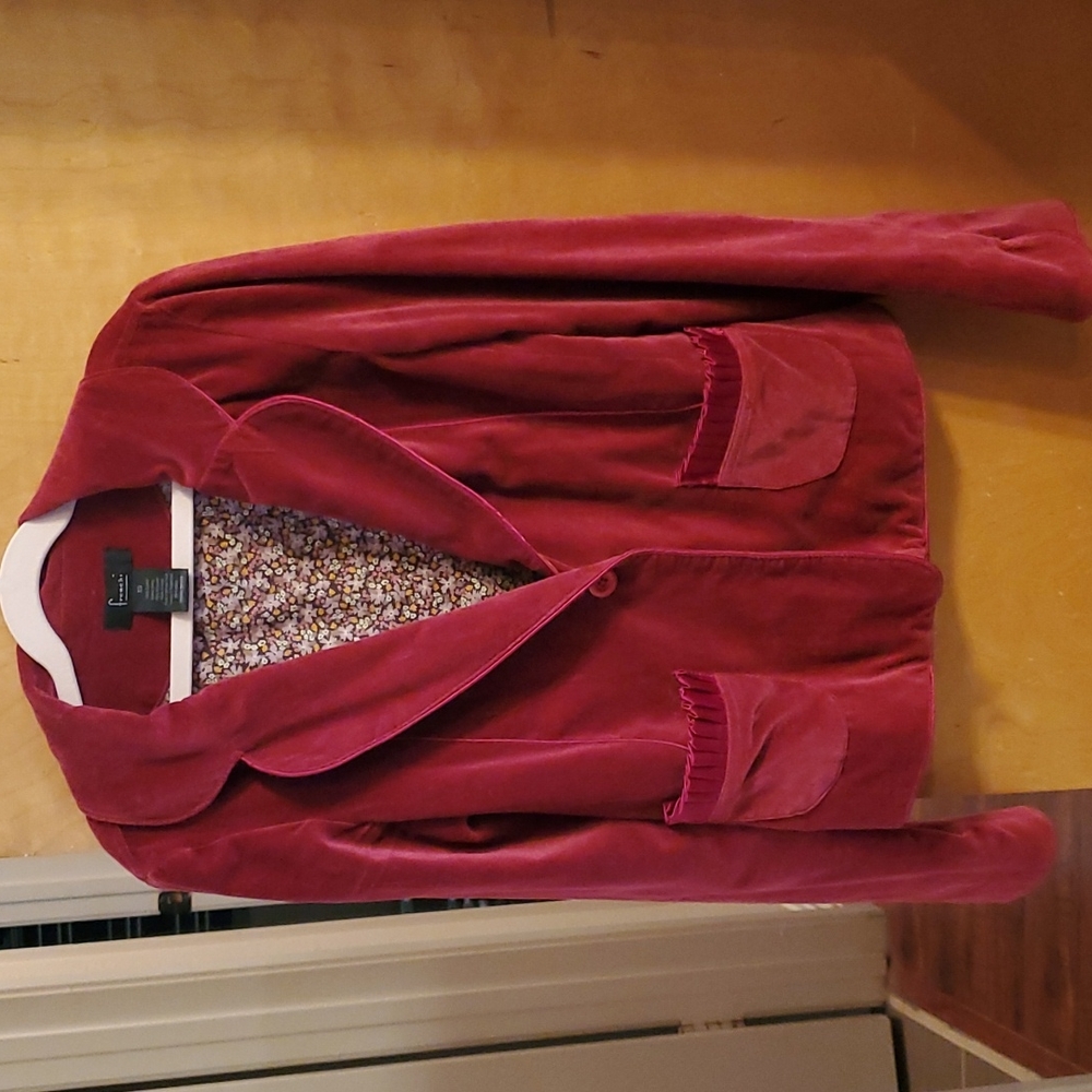 Frenchi Red Velvet Blazer